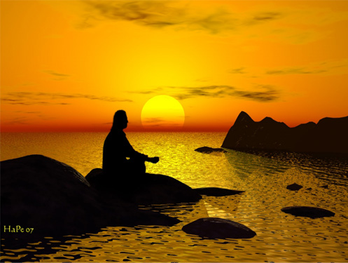 coucher soleil et méditation